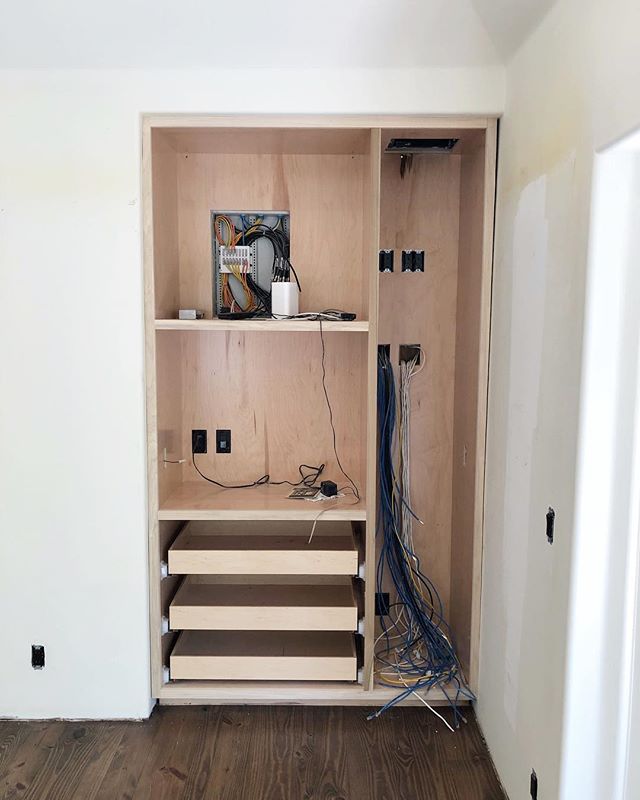 The beginning stages of our clients media closet. Built ins are a great alternative to an a/v rack that keep a clean and discrete location for your equipment.
.
.
.
.
.
.
.
.
.
.
.
.
#smarthome #homeautomation #sony #crestav #audioandvideo #newhome #