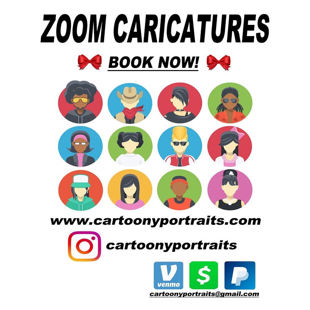 Book a Zoom Caricature Party @ https://cartoonyportraits.com...

#zoomart #partyideas  #digitalart  #holidaygifts #holiday2020 #2020ideas  #holidayfun #funnyart #funnyparty #happyholidayseveryone #getcreative