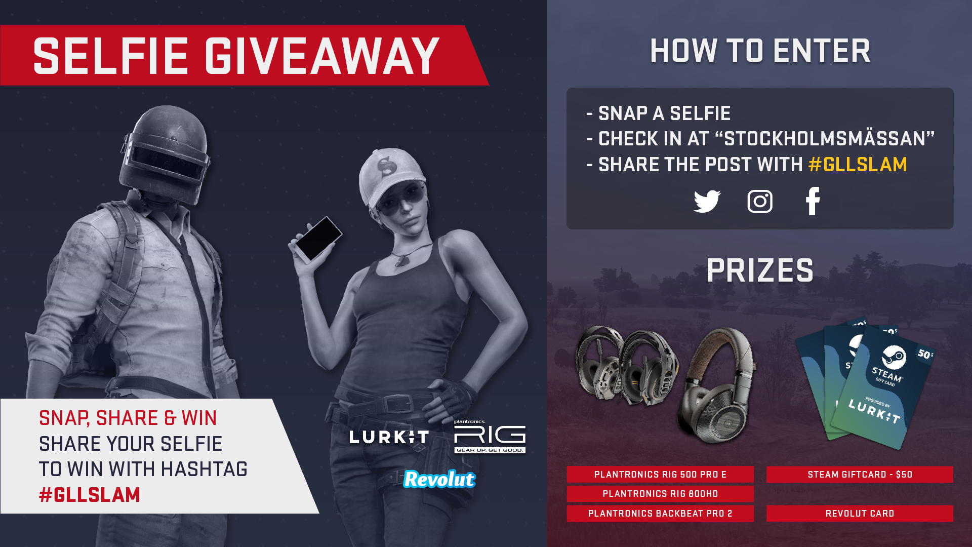 Together with Lurkit, Plantronics and Revolut - we’re giving away some goodies for the fans who join us at the venue of the GLL Grand Slam!