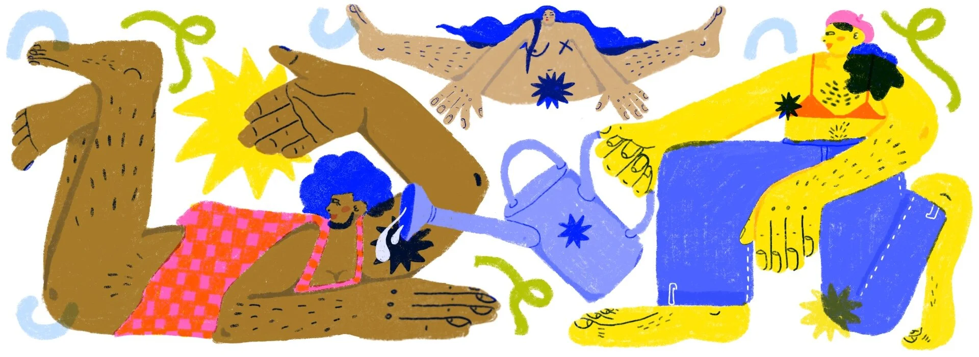 Hairy piece for shadomag illustrating @nicolejashapara article which discusses the colonial histories of body hair removal and how BIPOC creatives are destigmatising the movement! (click the image to see the full article)