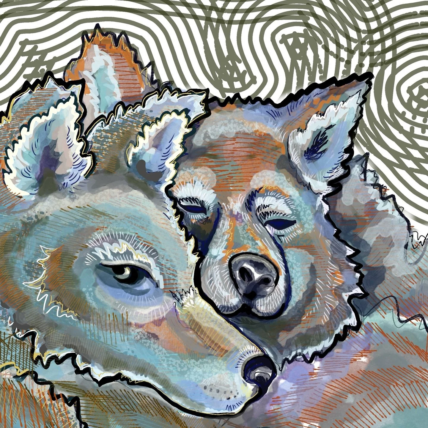 A little love for the weekend ❤️ I&rsquo;ve been working digitally on a side project, more to come. Loving the layering and the endless possibilities of working in procreate.