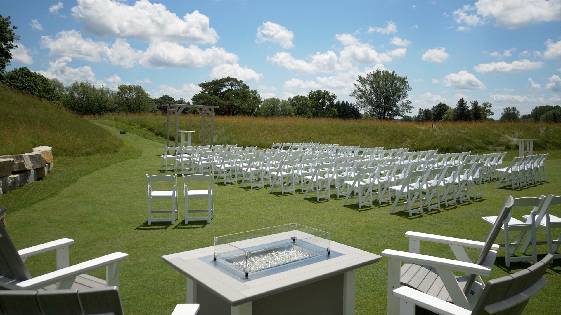 The Carriage House wedding Outdoor Ceremony Setup