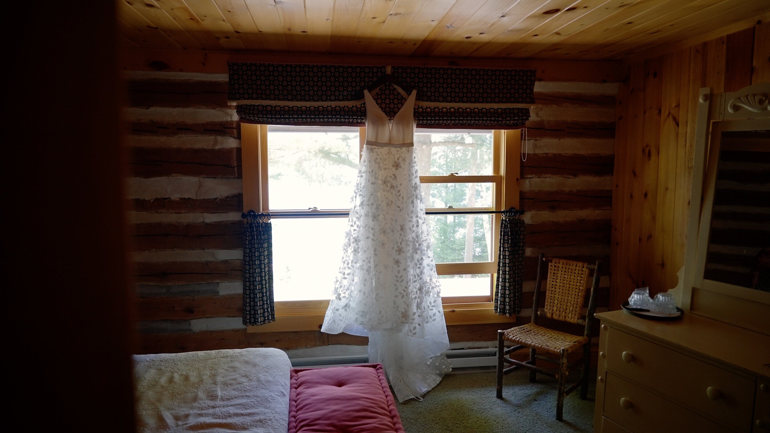 Savin London Bridal gown at coon's franklin lodge in Northern Wisconsin