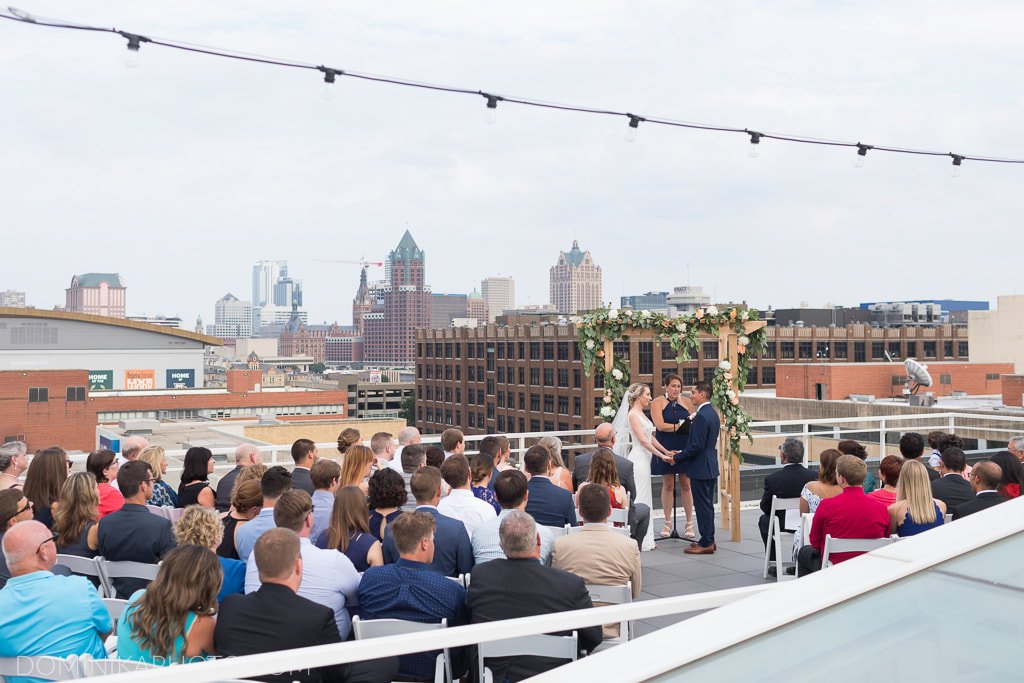 Rooftop wedding at Bottle House 42 Wedding Venue in Milwaukee