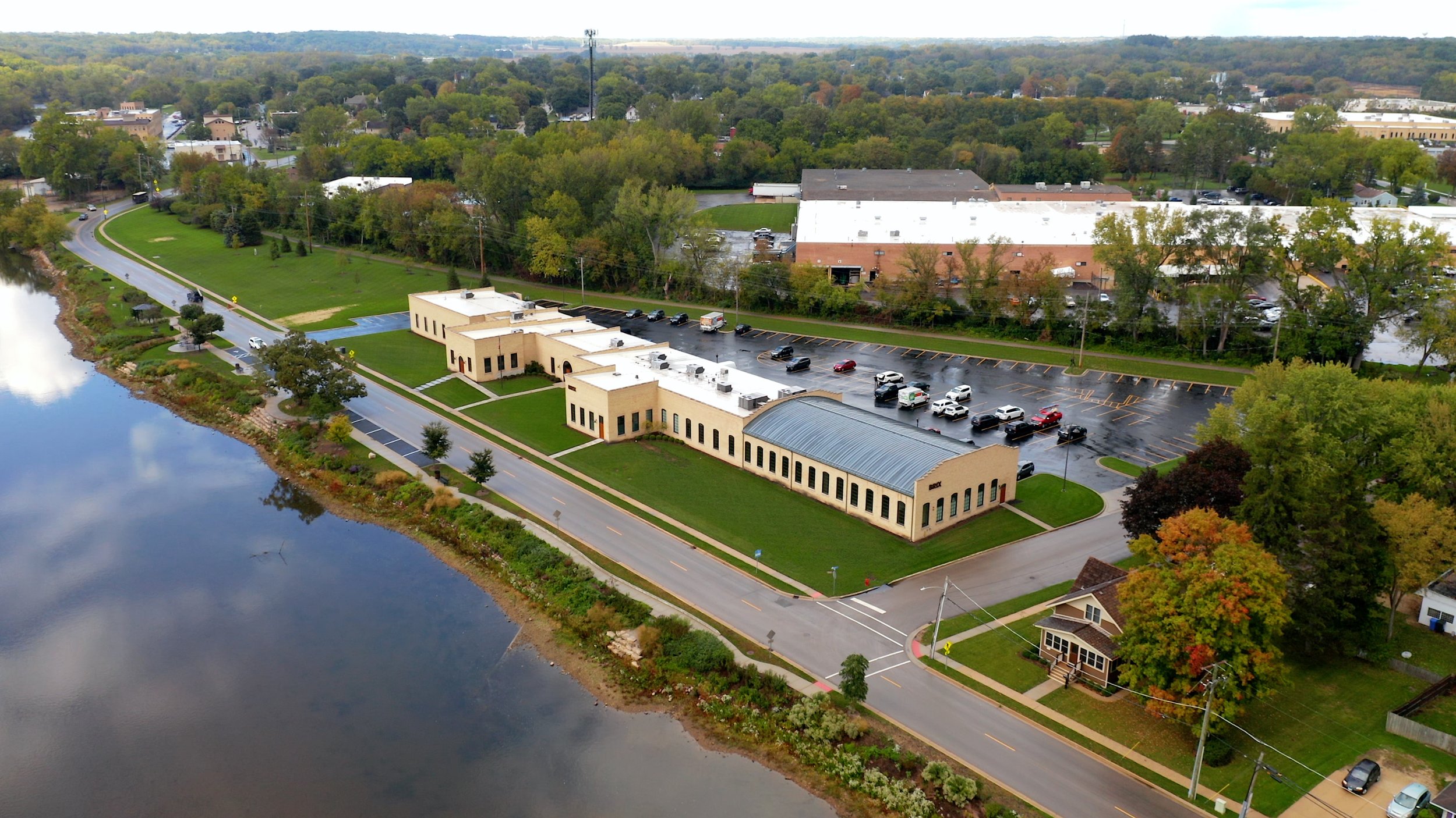 Aerial Drone Photo of the brix on the fox wedding venue