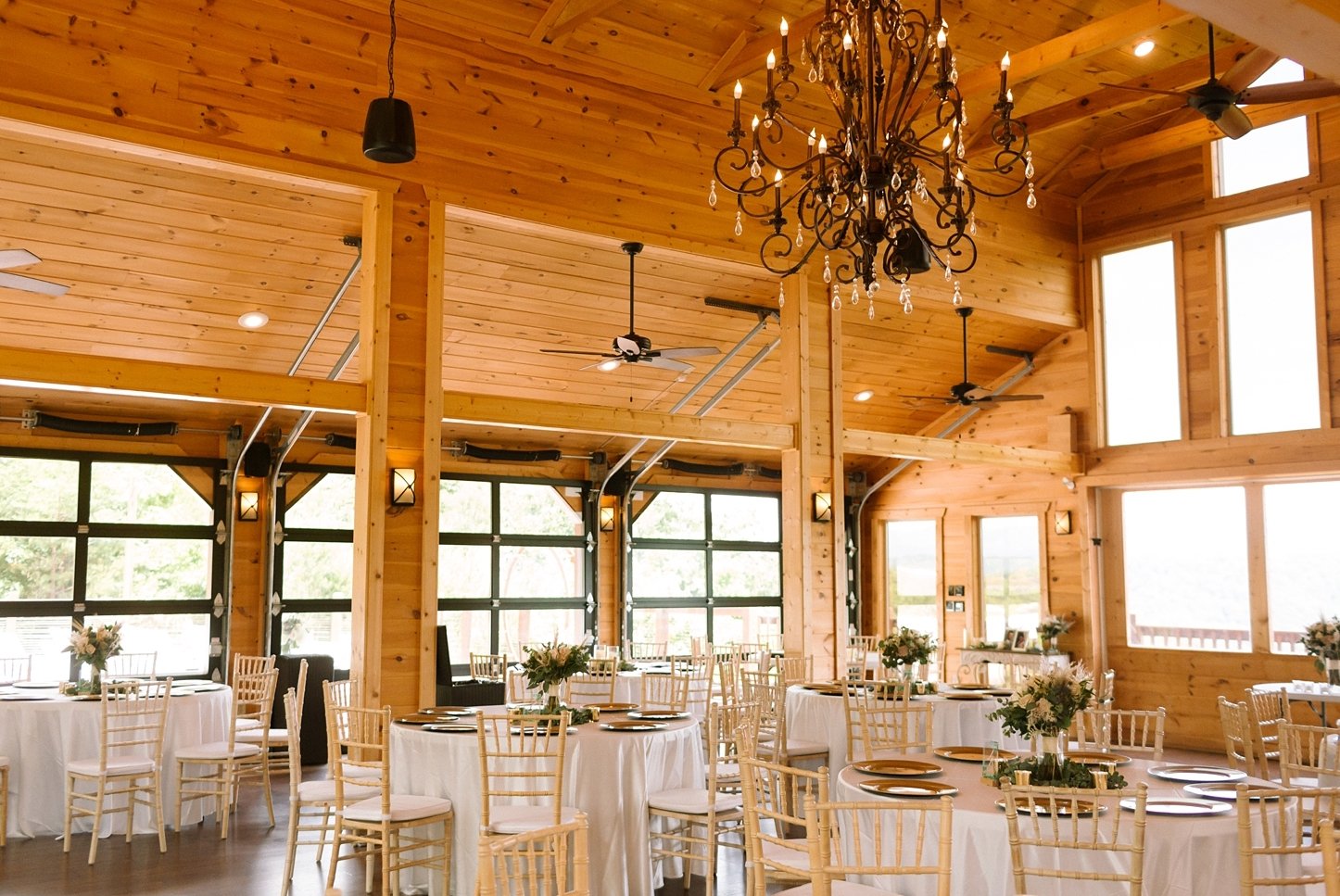 Indoor wedding reception at the magnolia wedding venue