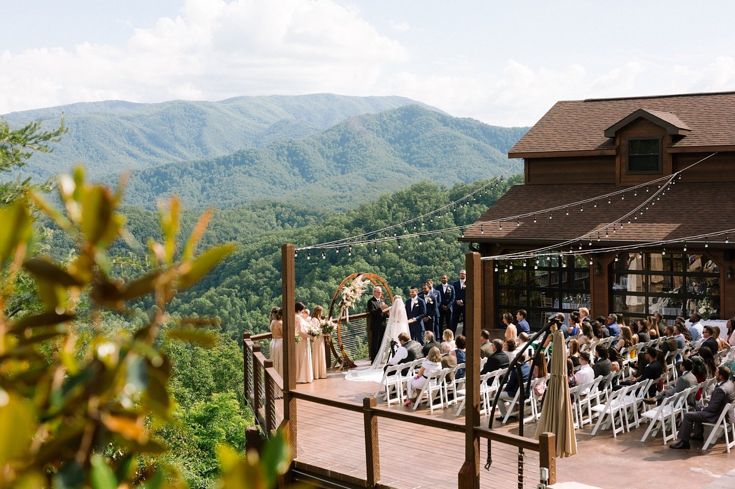 Wedding ceremony overlooking the Smokey Mountains at The Magnolia Venue