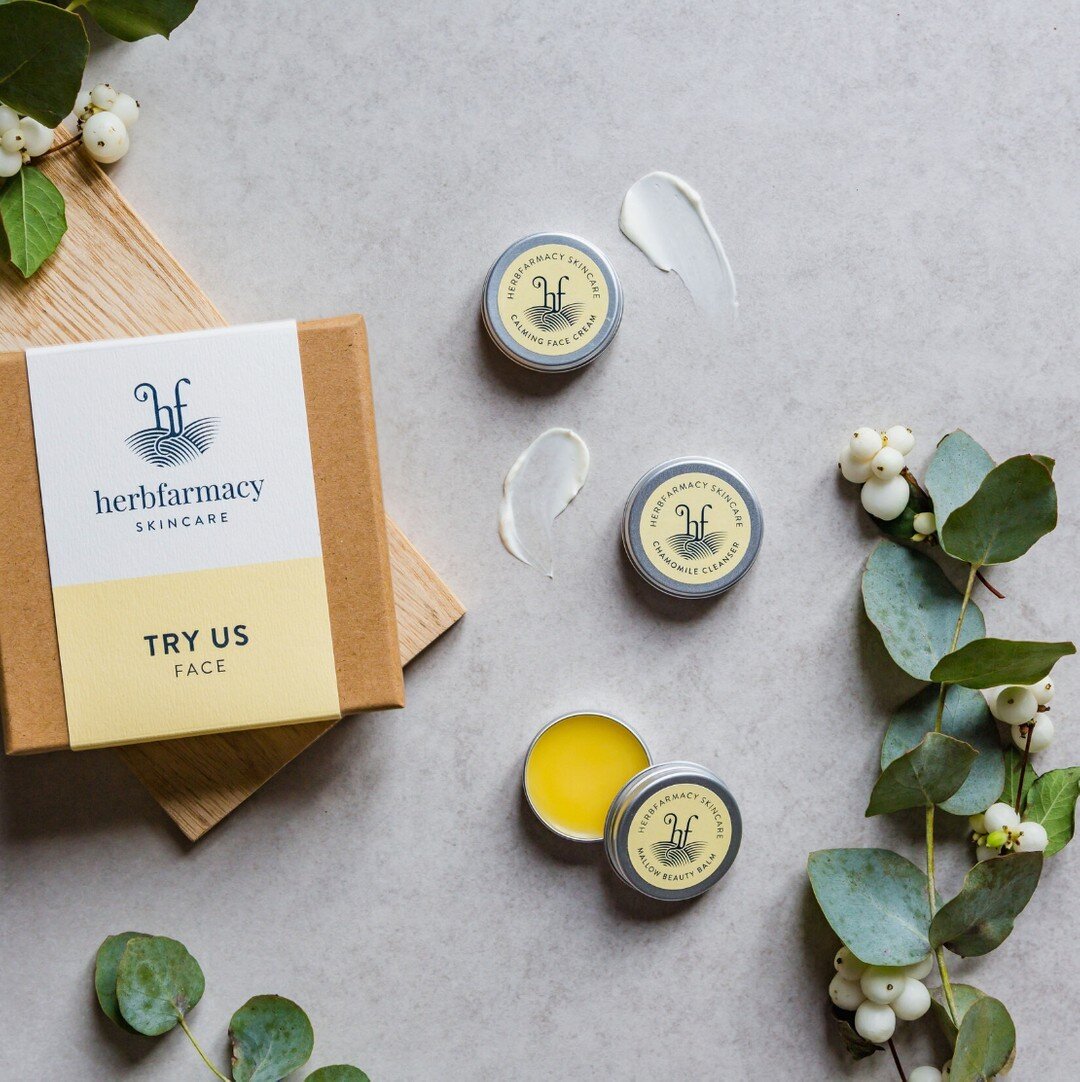 Our 'Try Us - Face' package is the perfect way to try three of our best-selling, organic face products. It contains the Chamomile Cleanser, Calming Face Cream and Mallow Beauty Balm - all in 8ml metal pots.​​​​​​​​
​​​​​​​​
🧡 This collection makes t