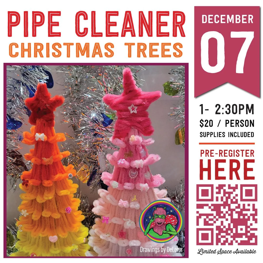 December Craft: Pipe Cleaner Christmas Trees with Drawings by DeLenn