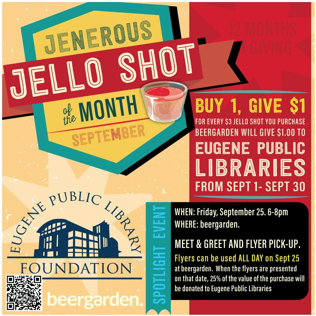 September's 'Jenerous Jello' Campaign featuring Eugene Public Library Foundation