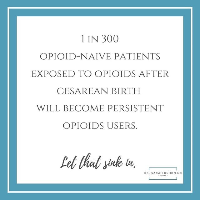 With the growing opioid crisis in America, it is amazing I have never heard of this contributing factor. Cesarean births (C-section) accounts for over 35% of births in America. I would argue that 20% of those are completely unnecessary. Some of the t