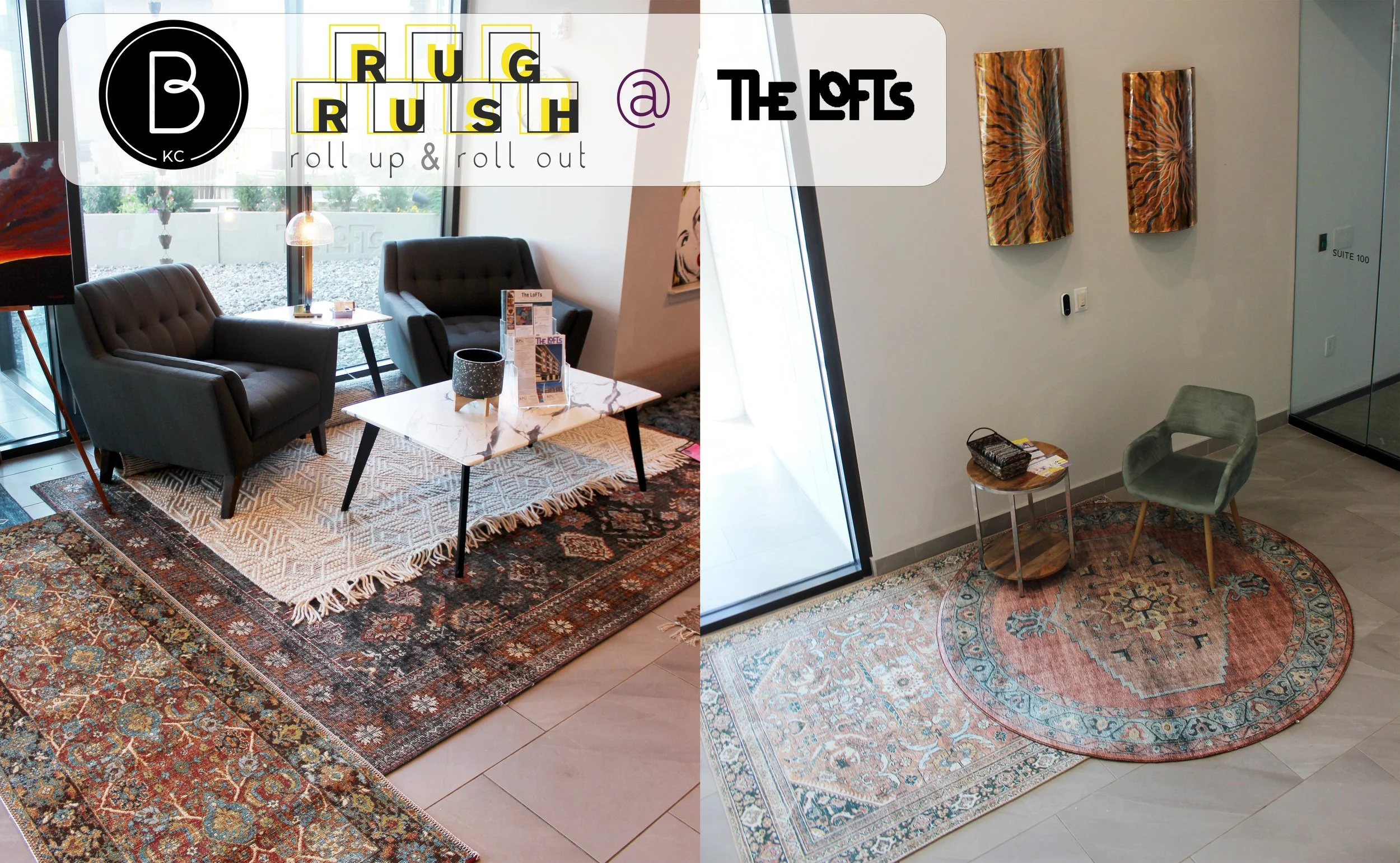 RUG RUSH roll up & roll out area rug sale popups — BEACON KC
