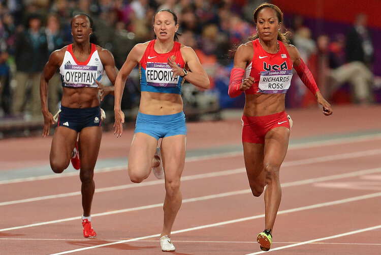Sanya Richards-Ross (à droite), championne Olympique du sprint 400m