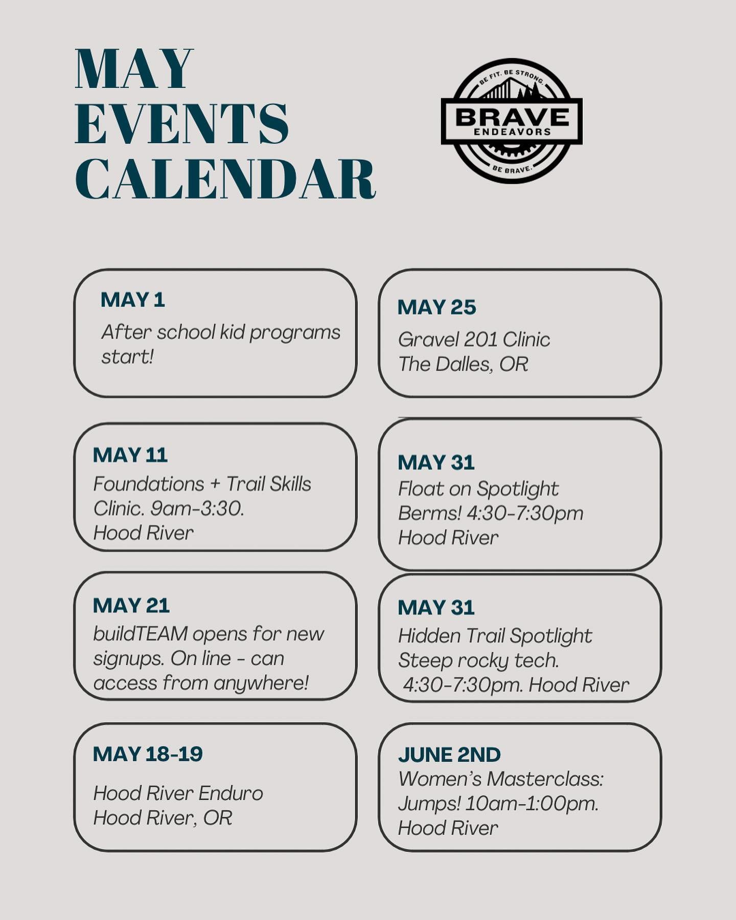 Anyone else feel like April passed by in the blink of an eye? 👁️ 🙋&zwj;♀️🙋&zwj;♀️

Well happy May 🤩🌸

Check out out events! We&rsquo;ve got everything from MTB to gravel! There are still a few spots left in our clinics, grab em before they&rsquo