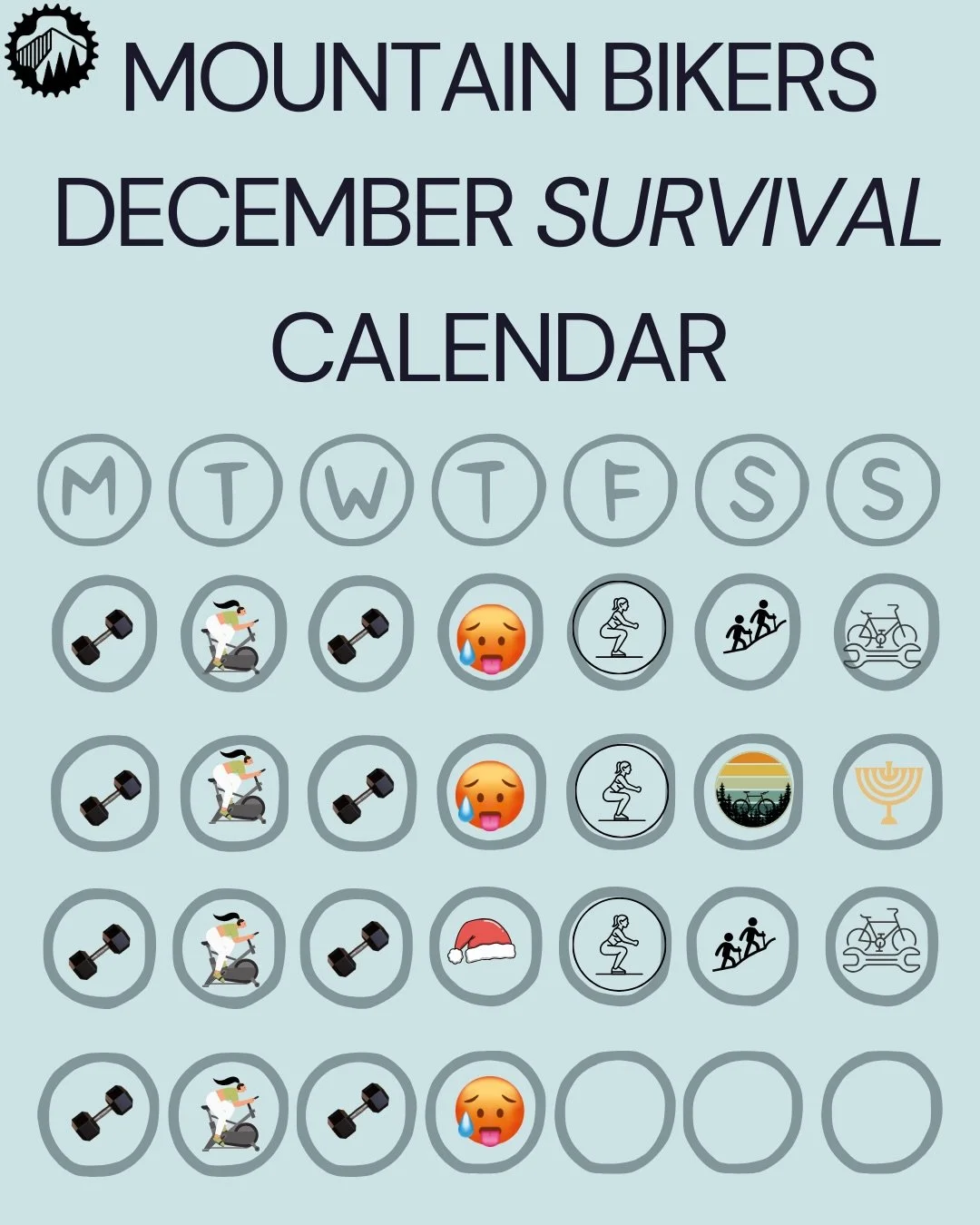 Not sure where November went 🙀🤯 but 👋 December!

If you&rsquo;re looking to add some@structure to an otherwise completely nutty and chaotic month, go ahead and follow my MTBers December Survival Calendar. 

Looking to maximize your strength traini