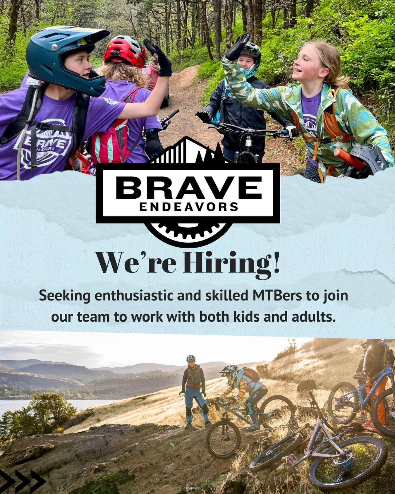 Yep! We&rsquo;re hiring! 

Looking for enthusiastic and skilled mountain bike riders to work with both kids and adults. 

Minimum qualifications:

👍Level 1 certified MTB coach 
👍Current WFA and CPR 
👍Excellent interpersonal, communication, and ins