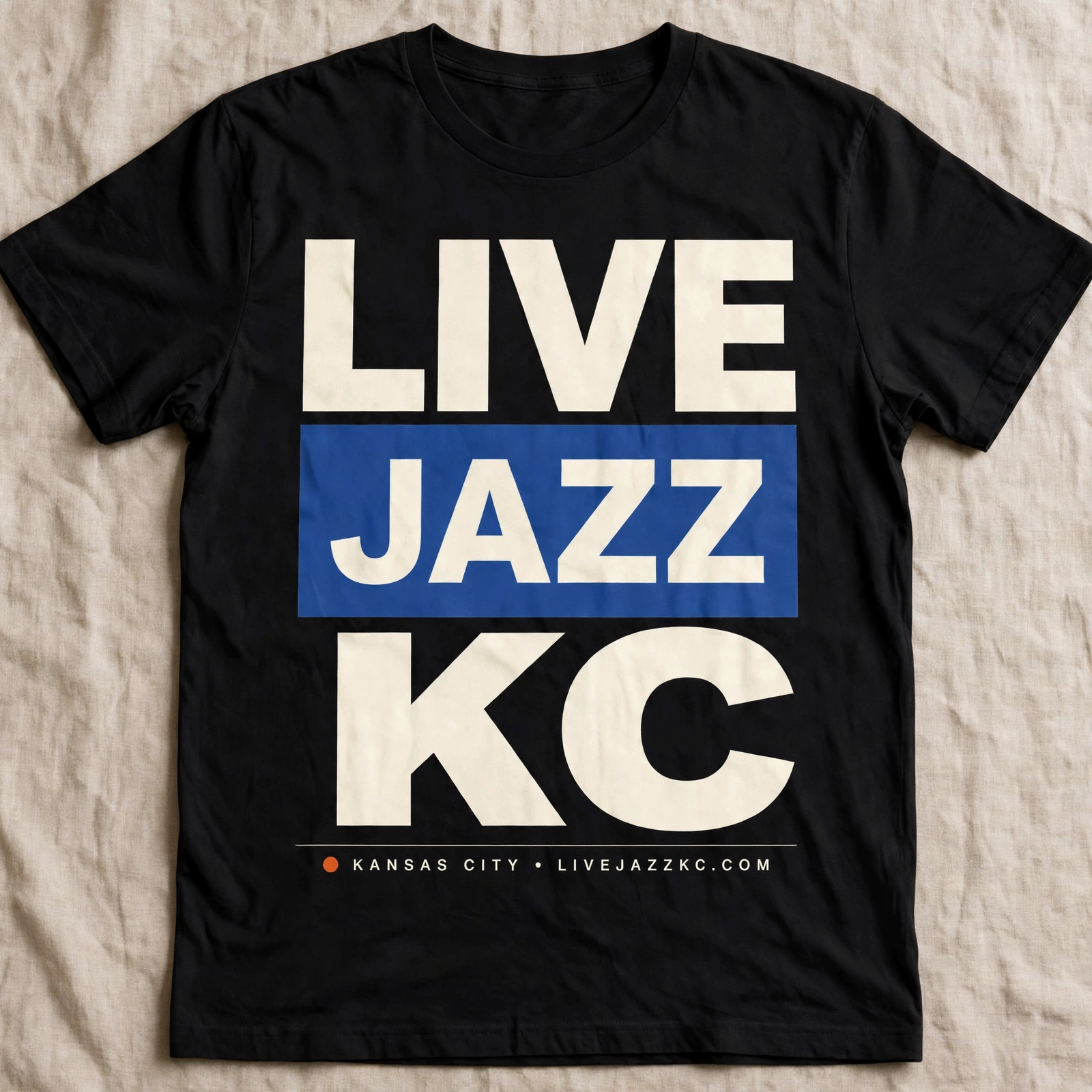 Blue Note Tee in Black — front view