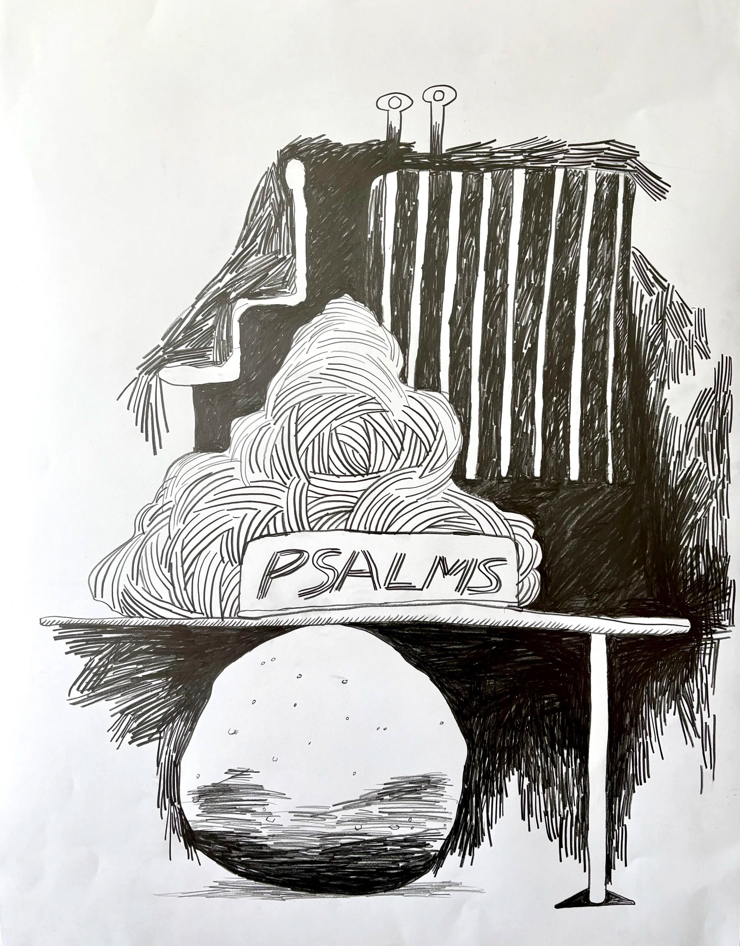    Psalms,   2026. Pencil on paper. 65 × 50 cm 