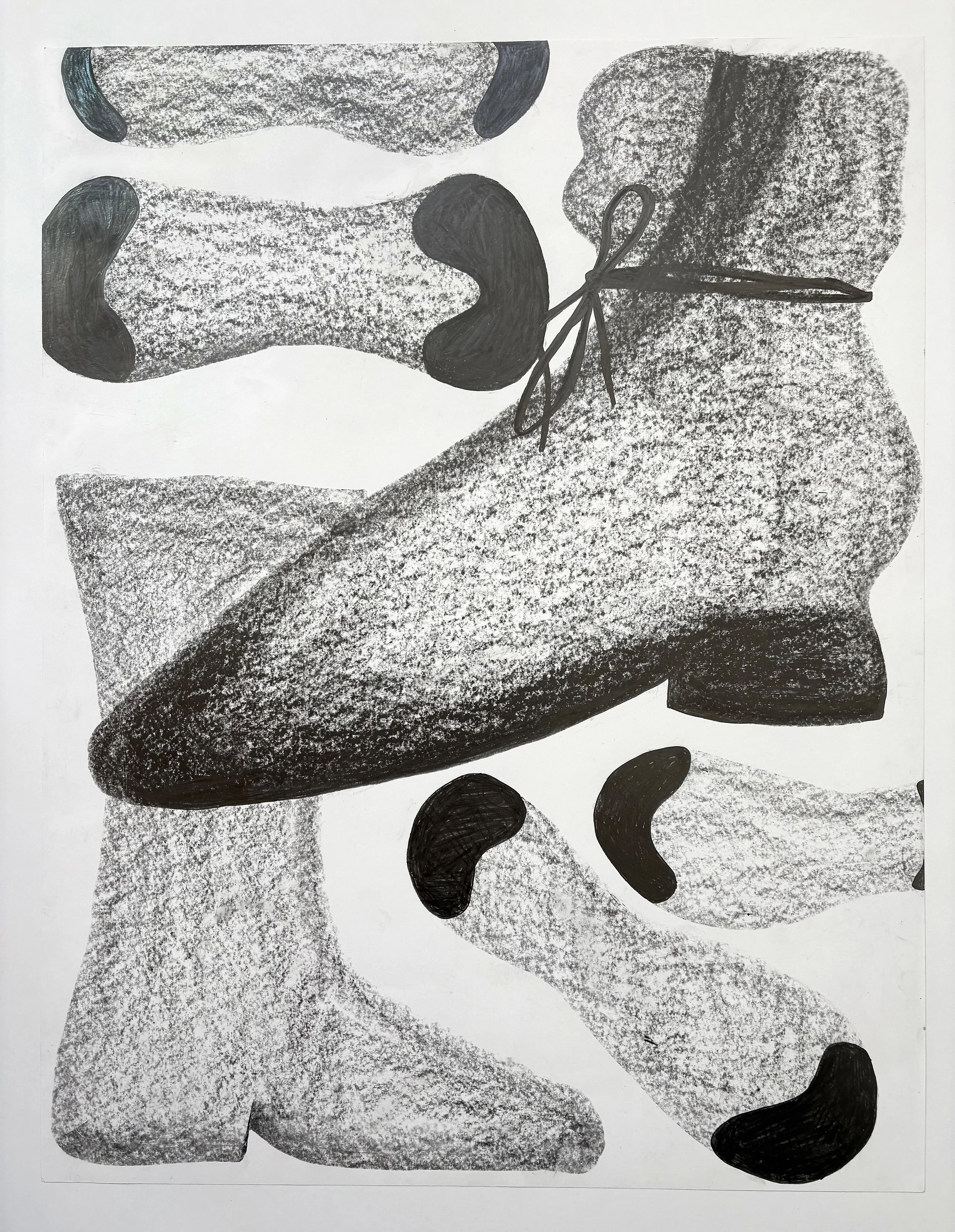    Boots Galore,   2026. Pencil on paper. 65 × 50 cm. 