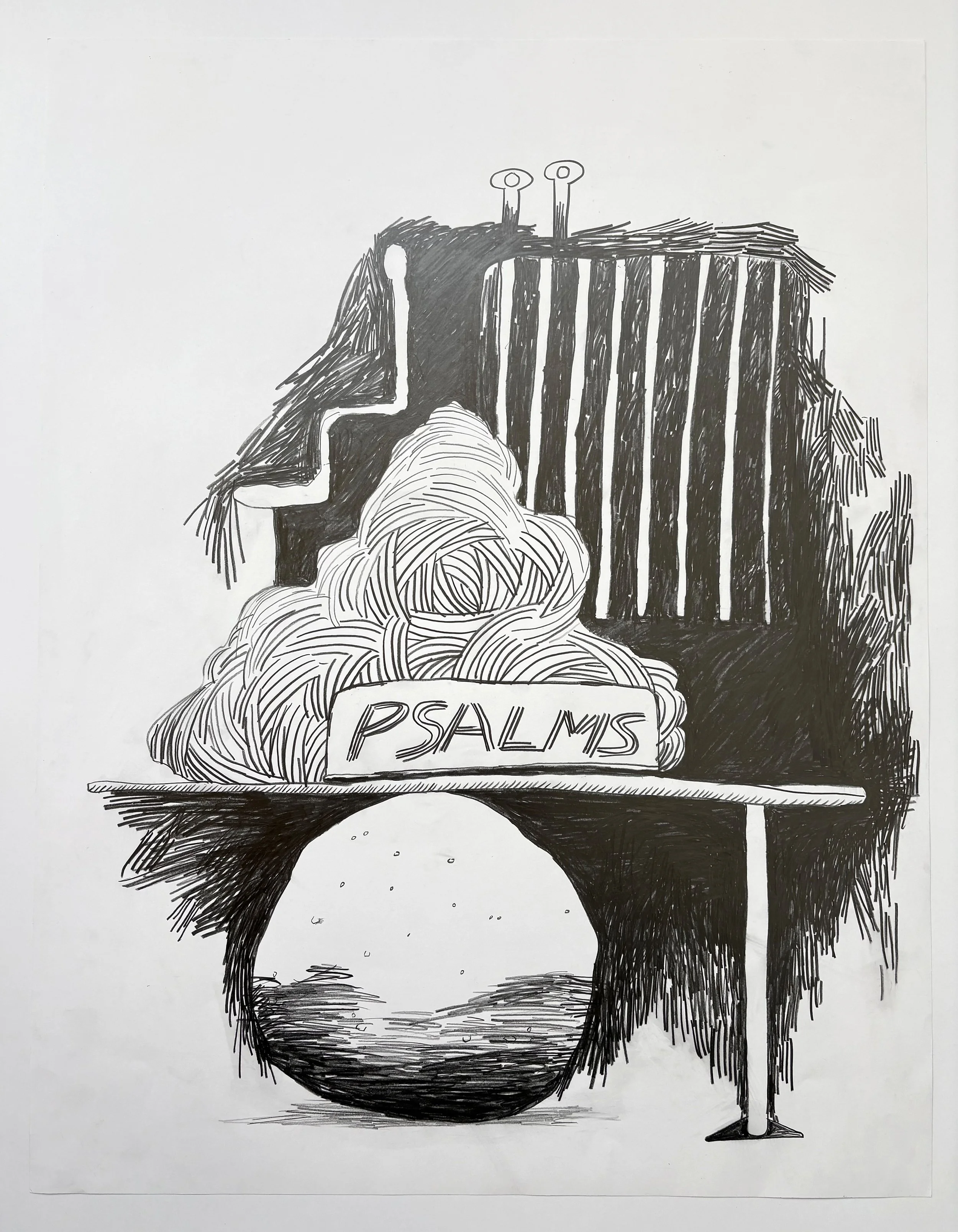   Psalms,   2026. Pencil on paper. 65 × 50 cm. 