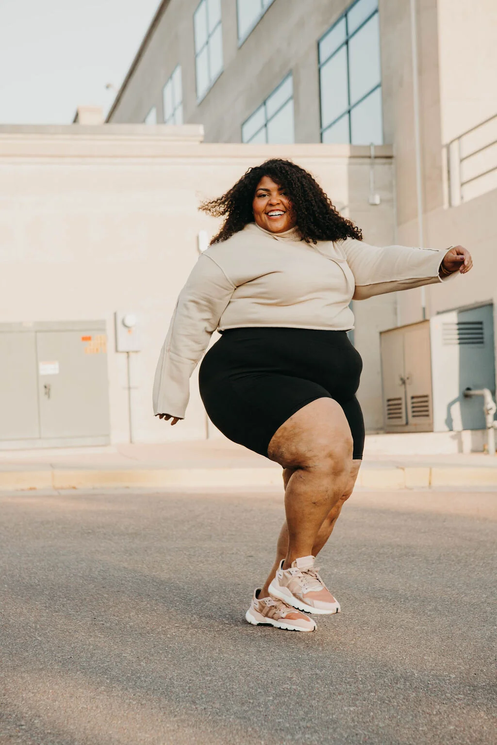 Plus size hoodie biker shorts athletic