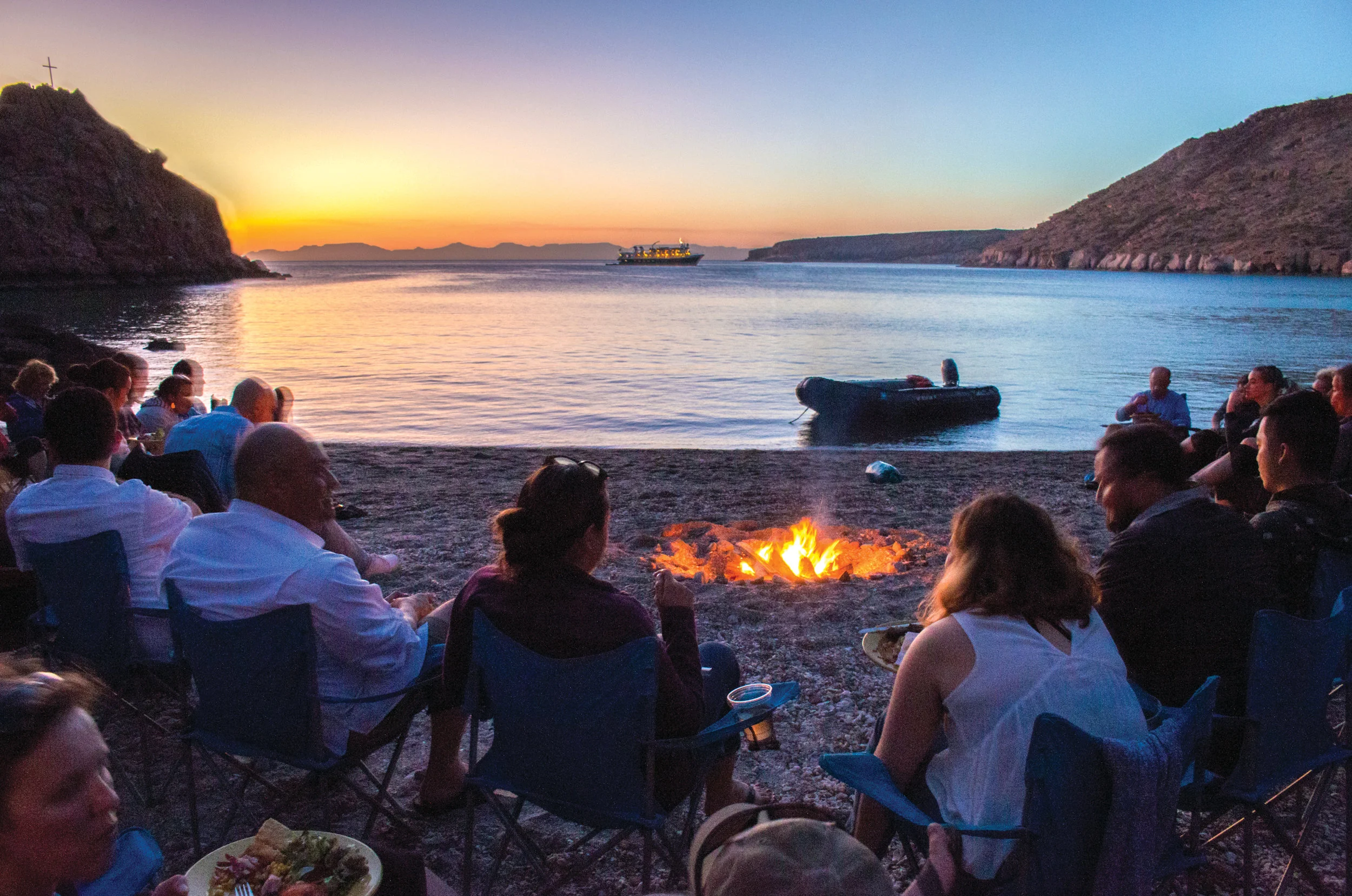 Barbeque dinner on the beach of Ensenada Grande, Isla Partida, Espiritu Santo.