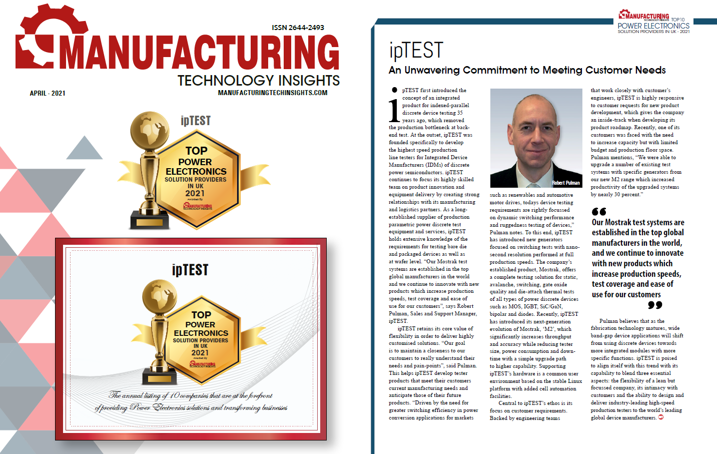 ipTEST wins manufacturing award — ipTEST Ltd