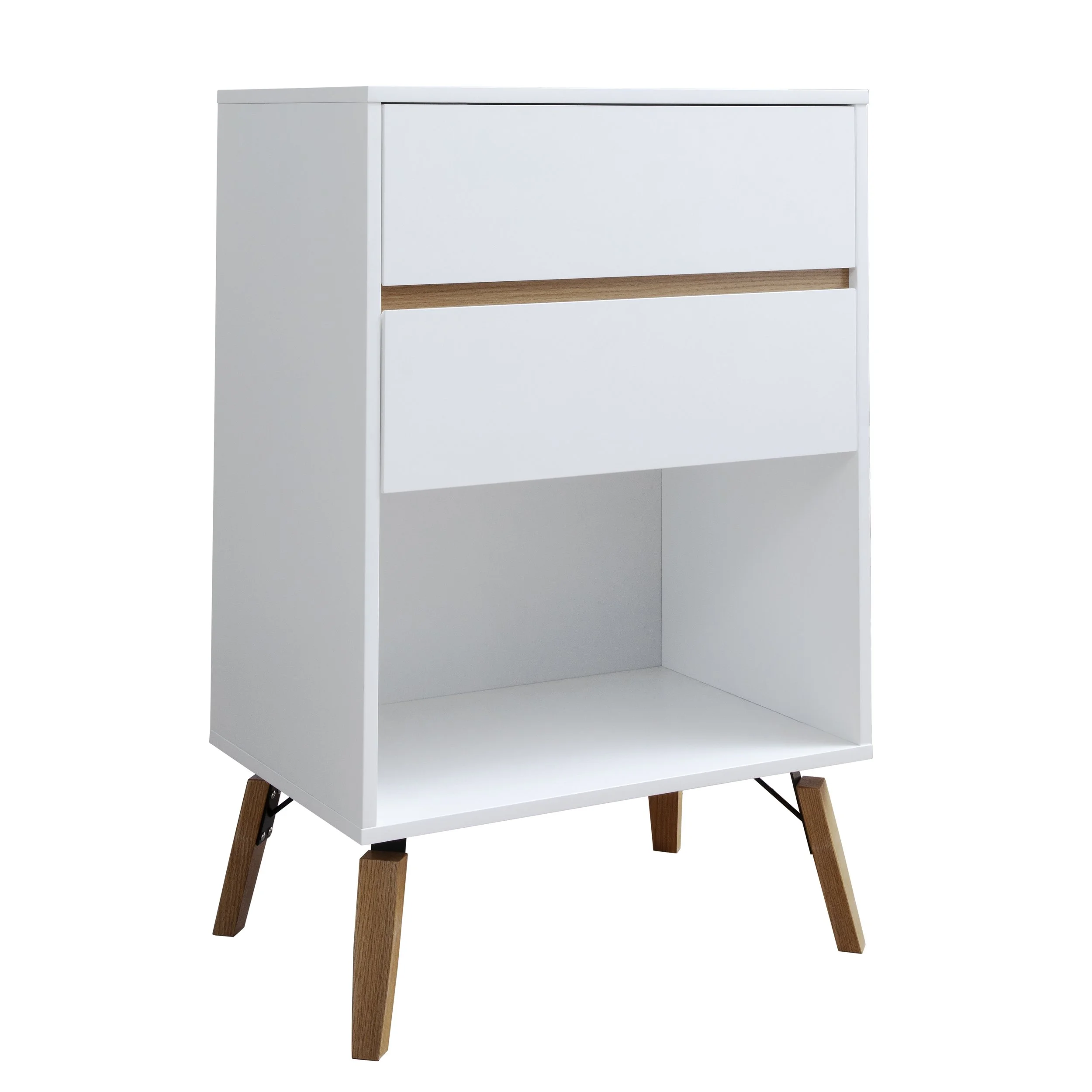 Oversized 2 Draw Side Table in White