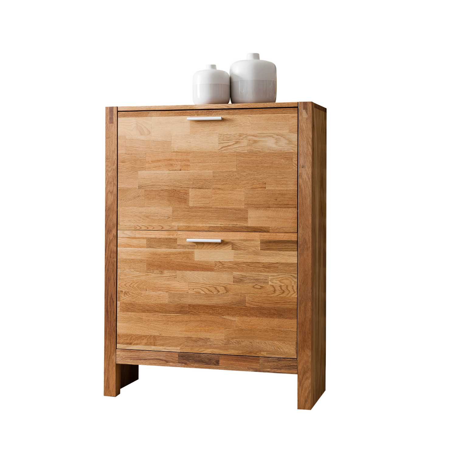 Oak 2 Drawer Drop Down Shoe Cabinet