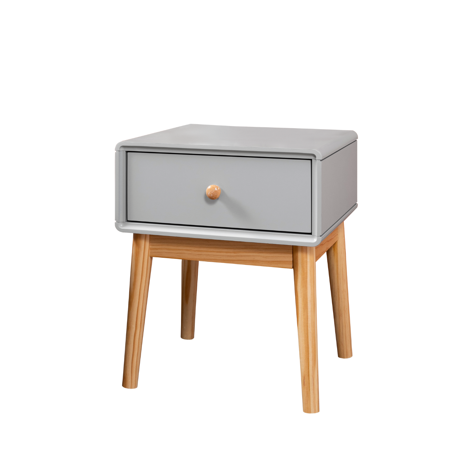 Side Table with Drawer in Light Grey