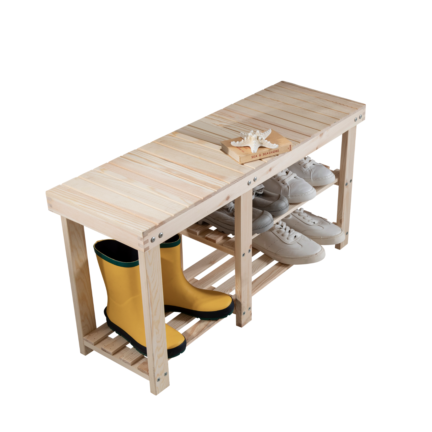 Shoe Rack Einar Large in Natural Pine — Furniture Warehouse - Main Image