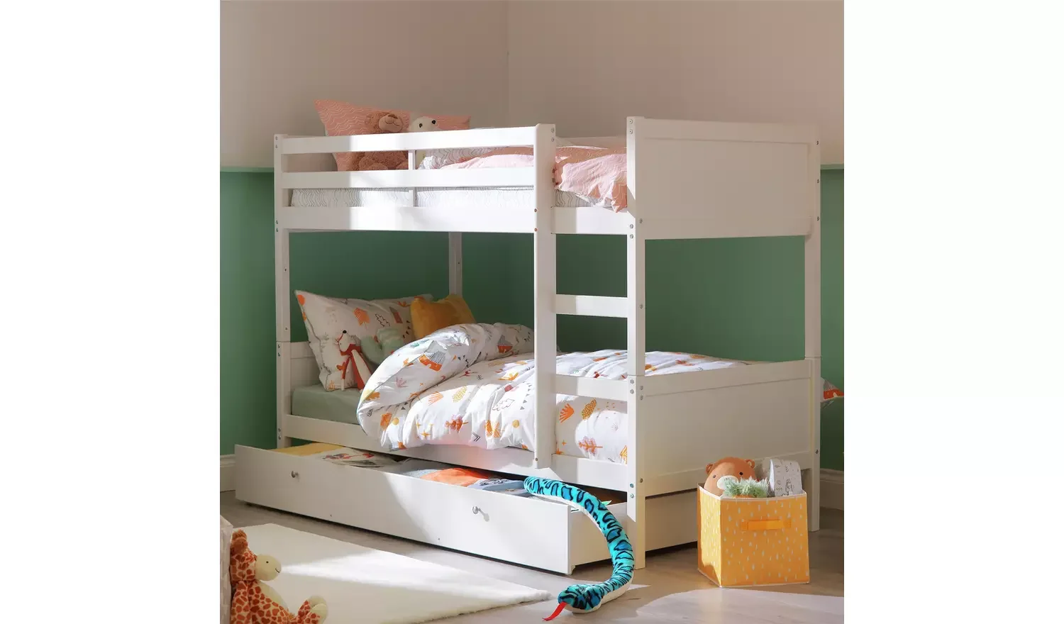 Detachable Bunk Bed with Storage - White