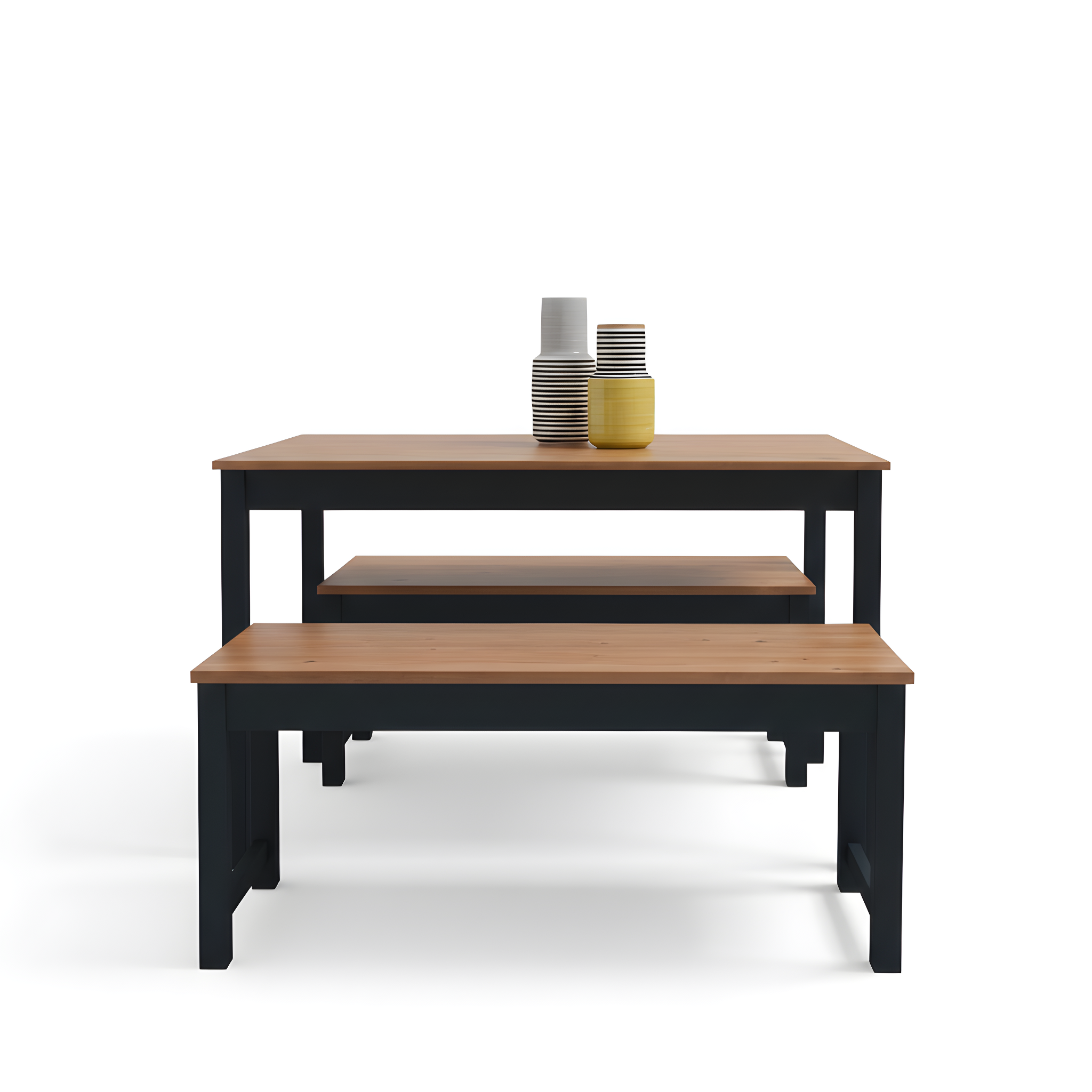 Dining Table with 2 Benches in Anthracite