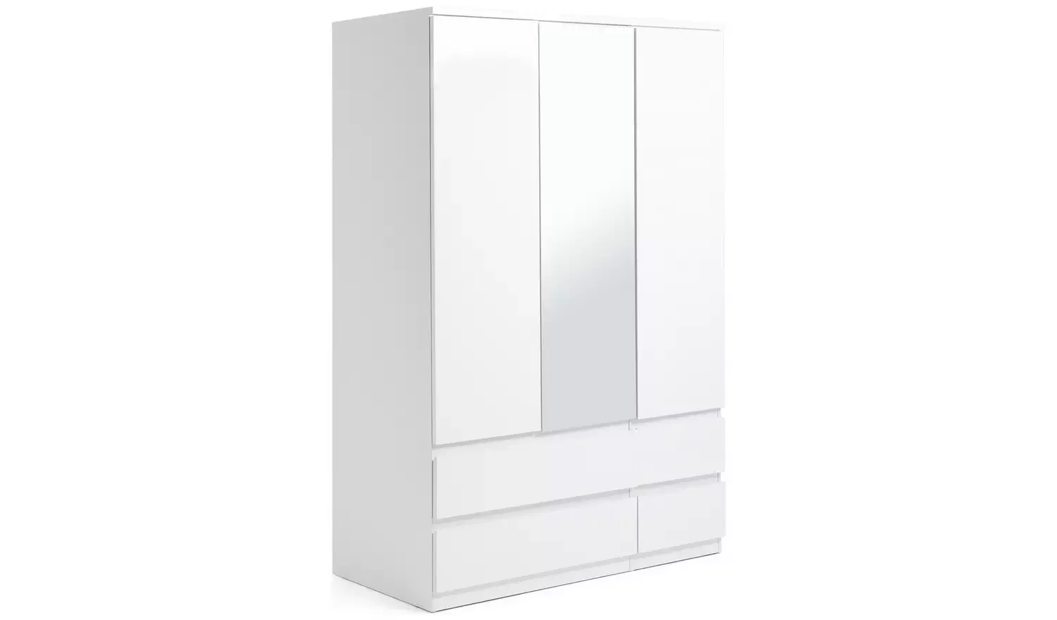 3Door 4Drawer Mirror Wardrobe -Gloss White