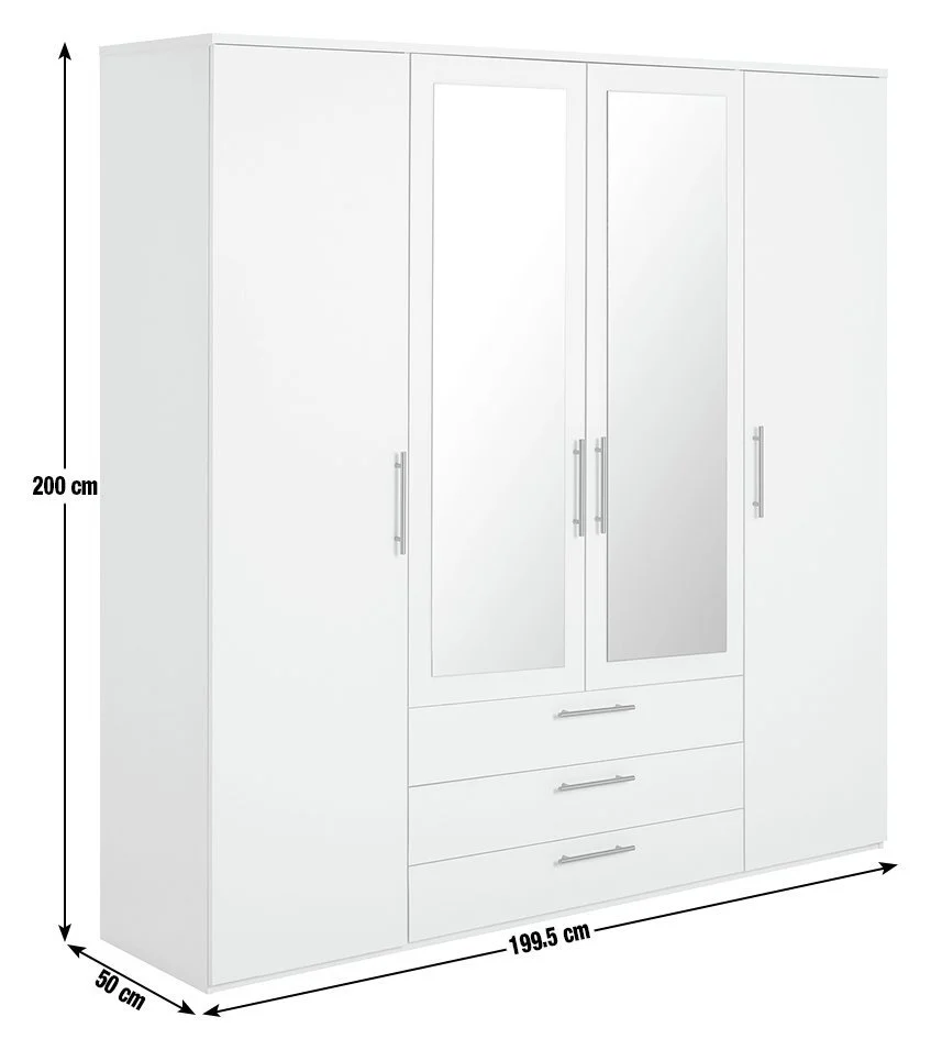 Argos Home Brisbane 4 Door 3 Drawer Mirror Wardrobe - White 15822551_2.jpg