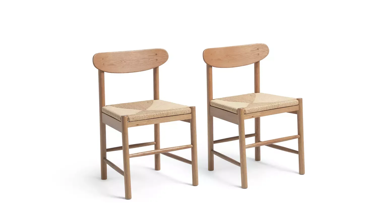 Pair of 2 Oak Dining Chairs  Natural