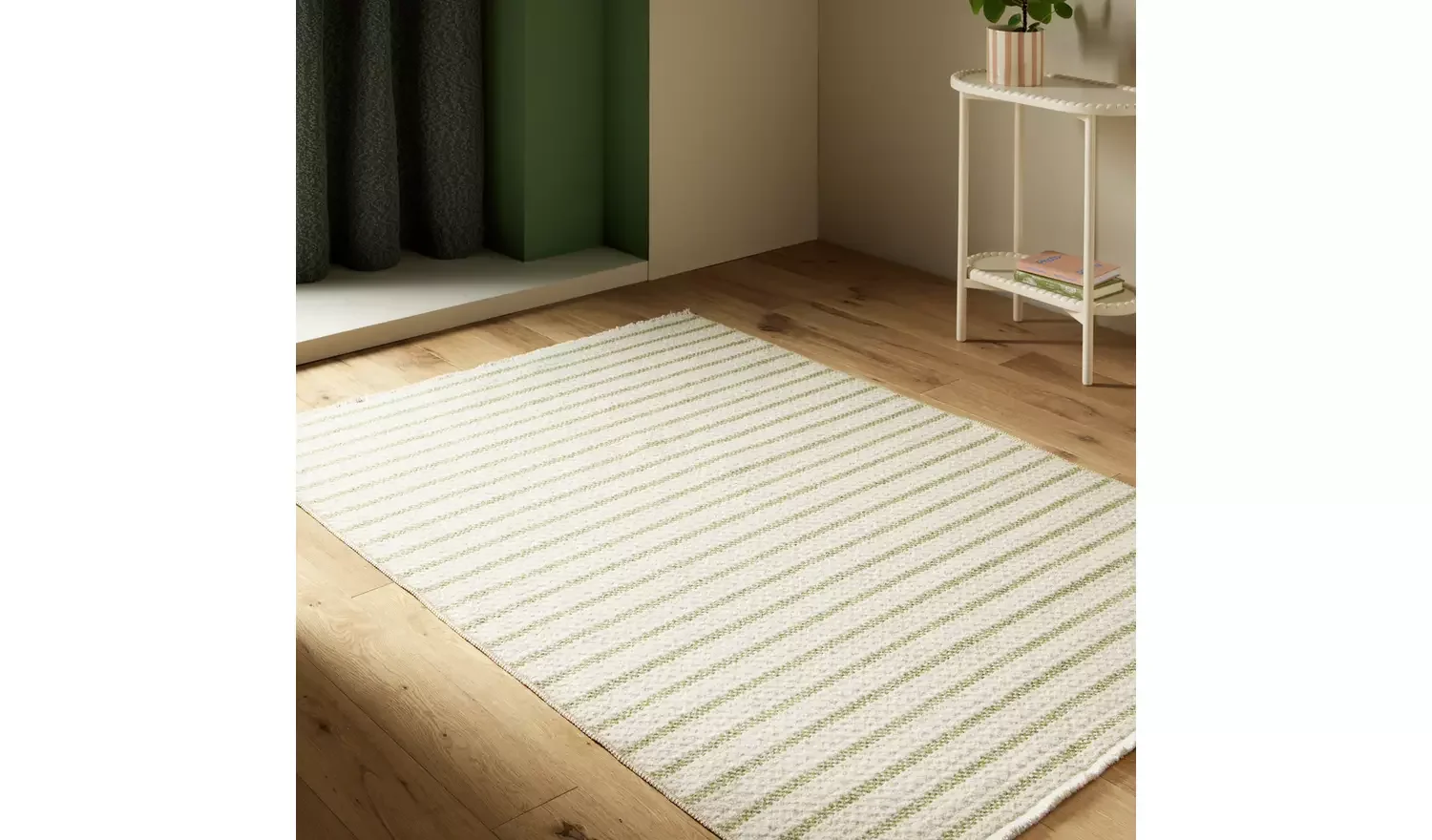 Stripe Green Flatweave Rug - 120x170cm