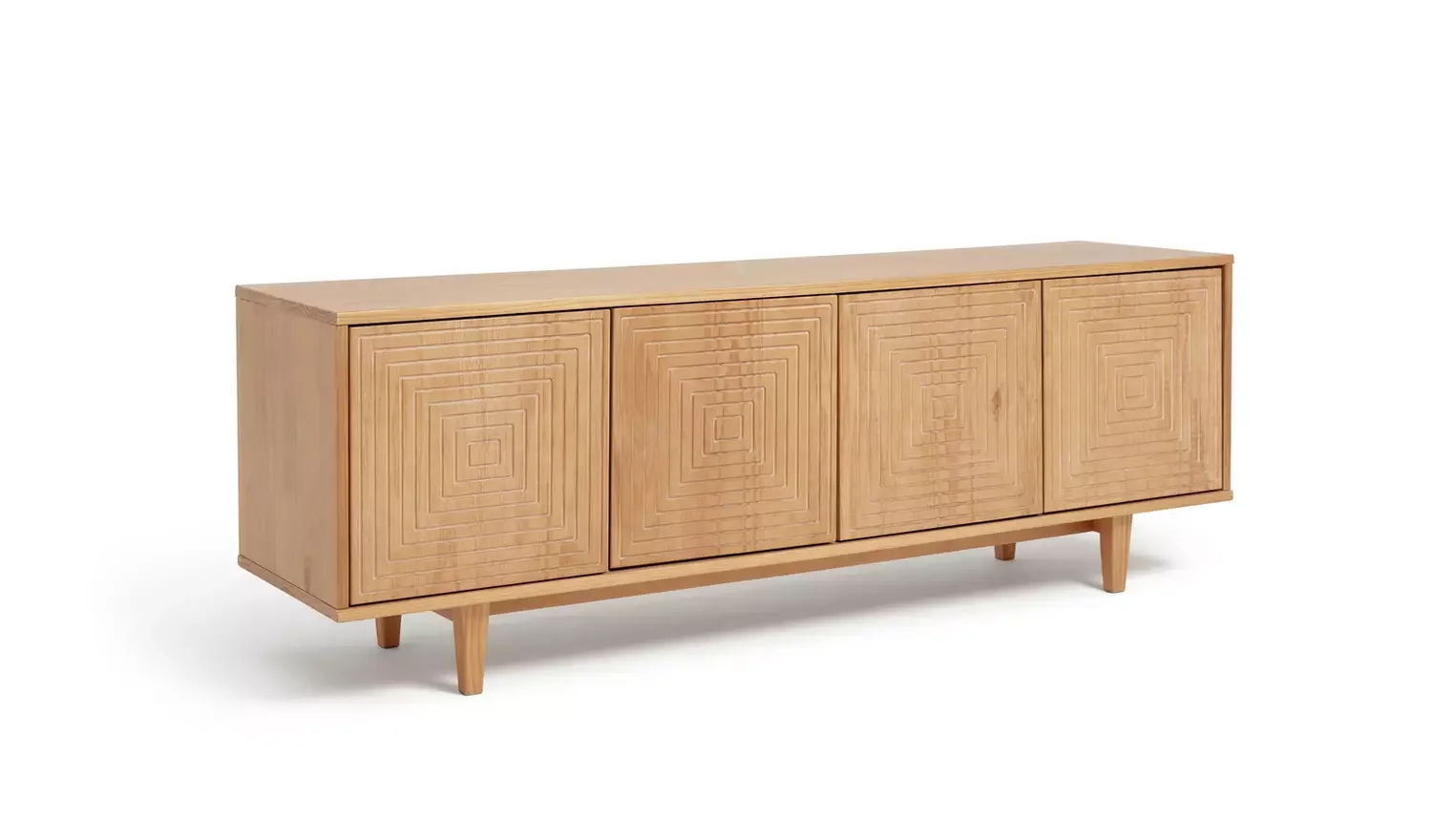 Grooved Storage 4 Door Sideboard - Pine