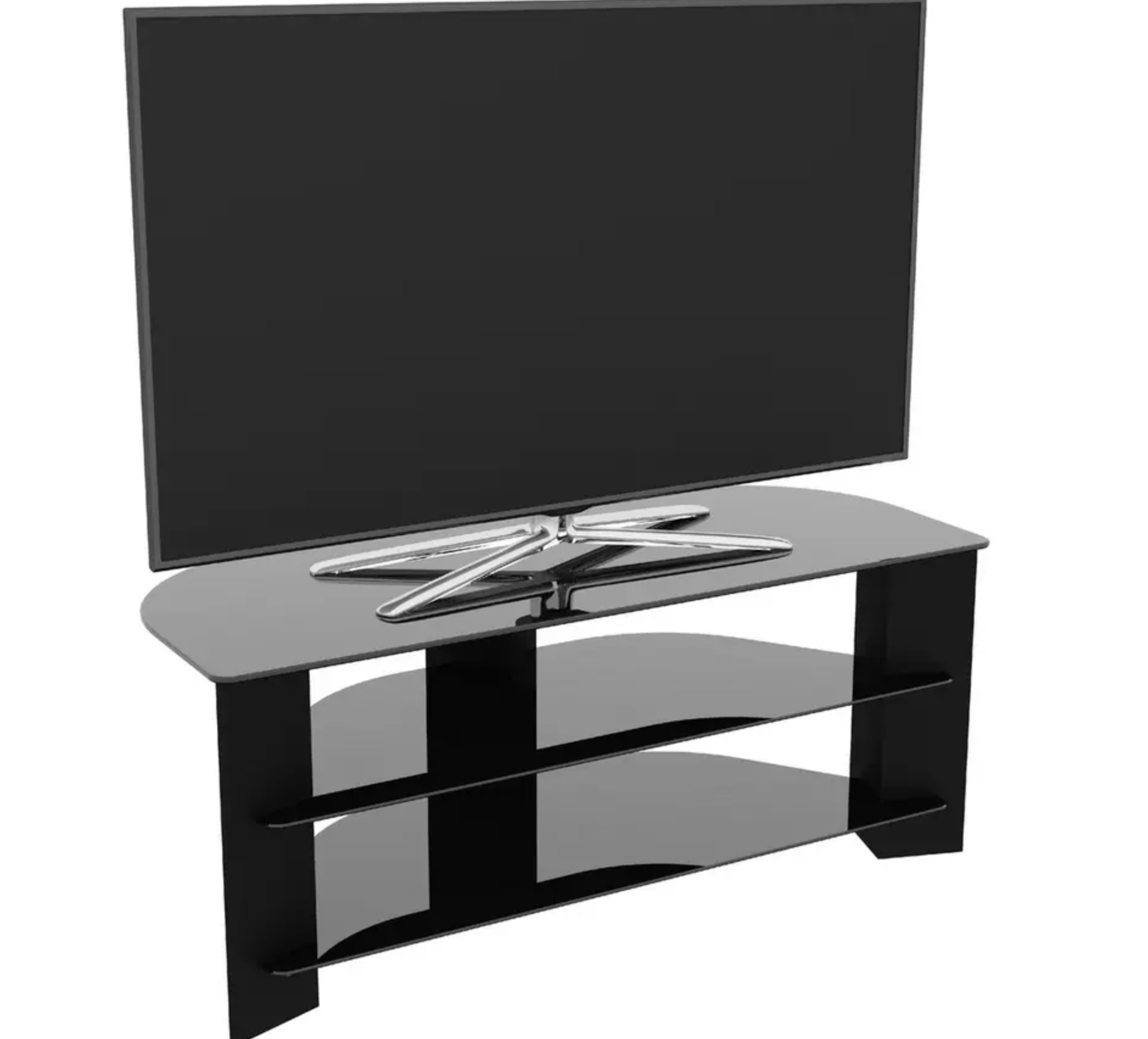 Wood Effect Up To 55 Inch TV Corner Stand - Black