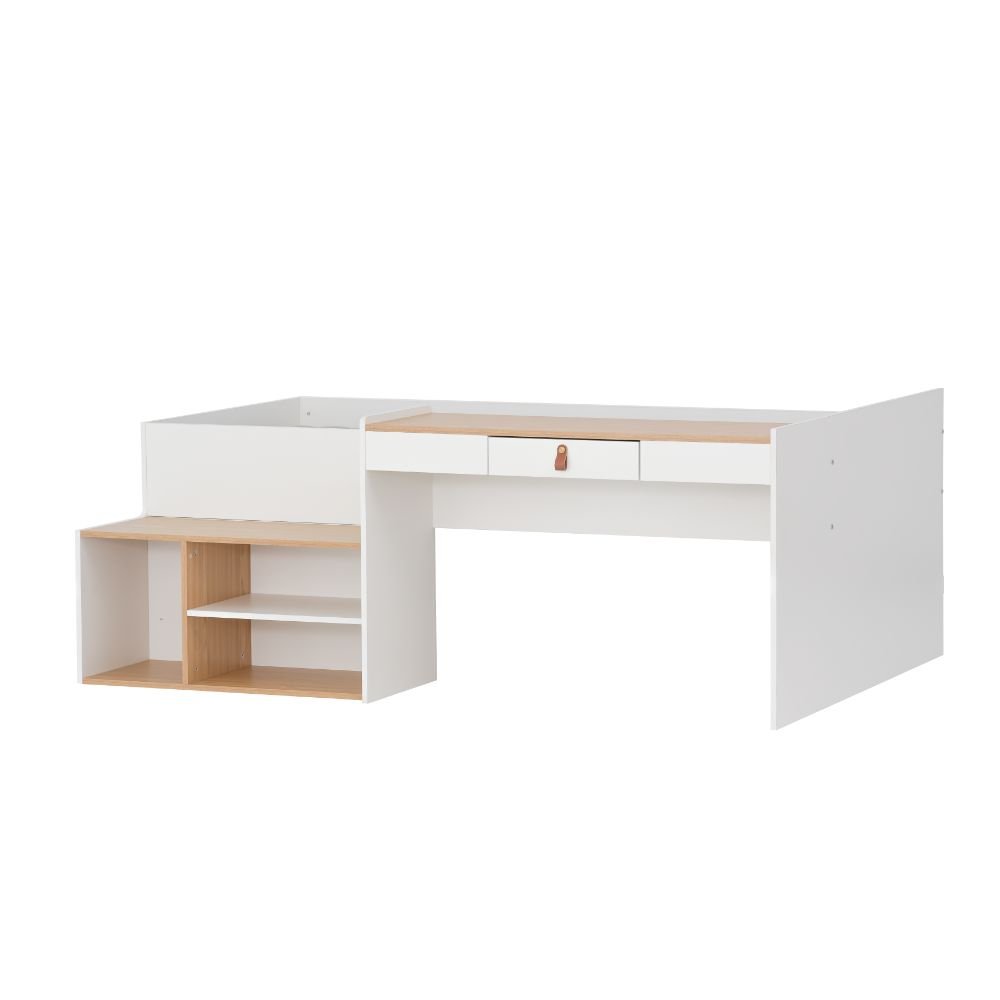 Single Cabin Bed with Built in Desk and Storage in Classic White