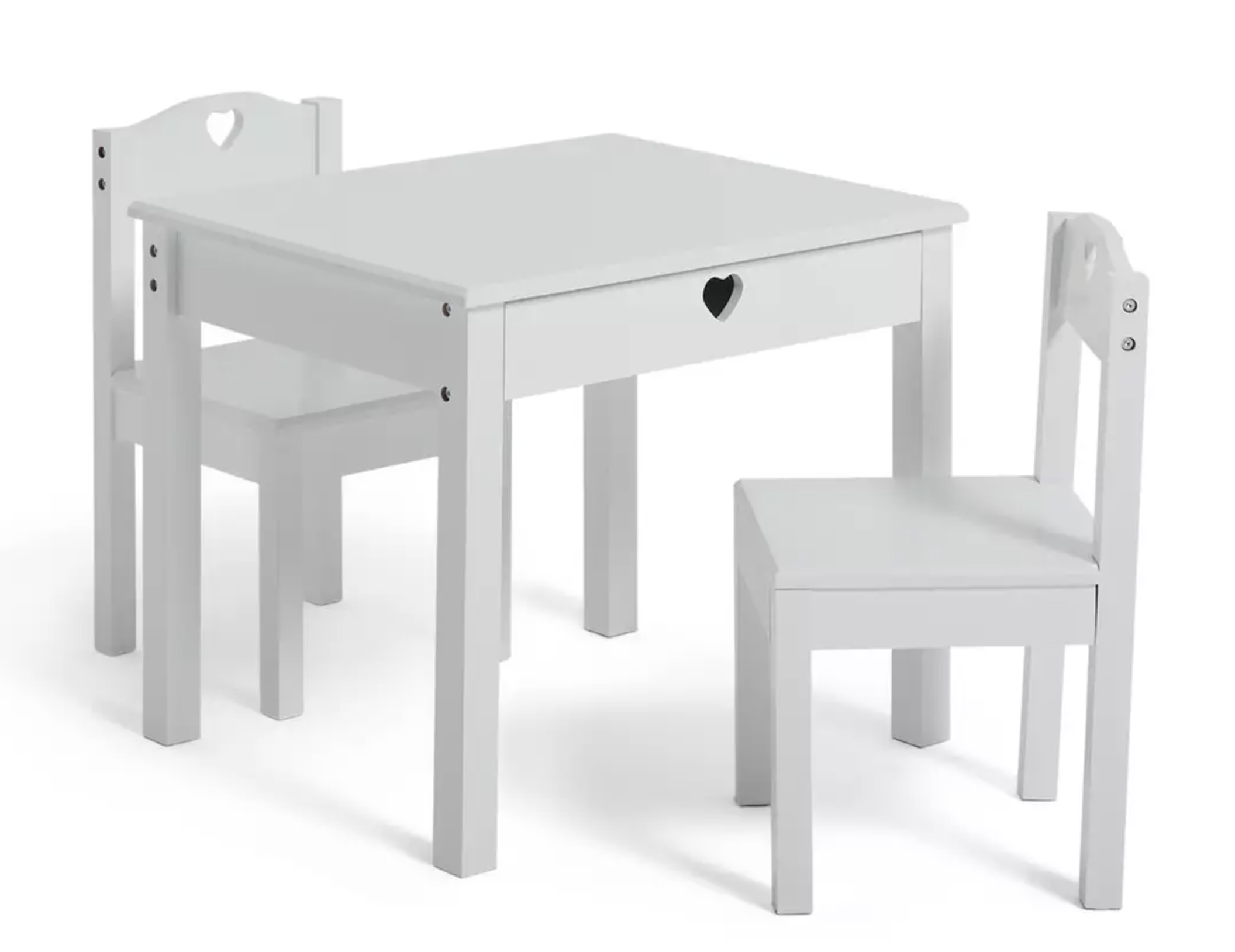 Mia Kids Table & 2 Chairs - White
