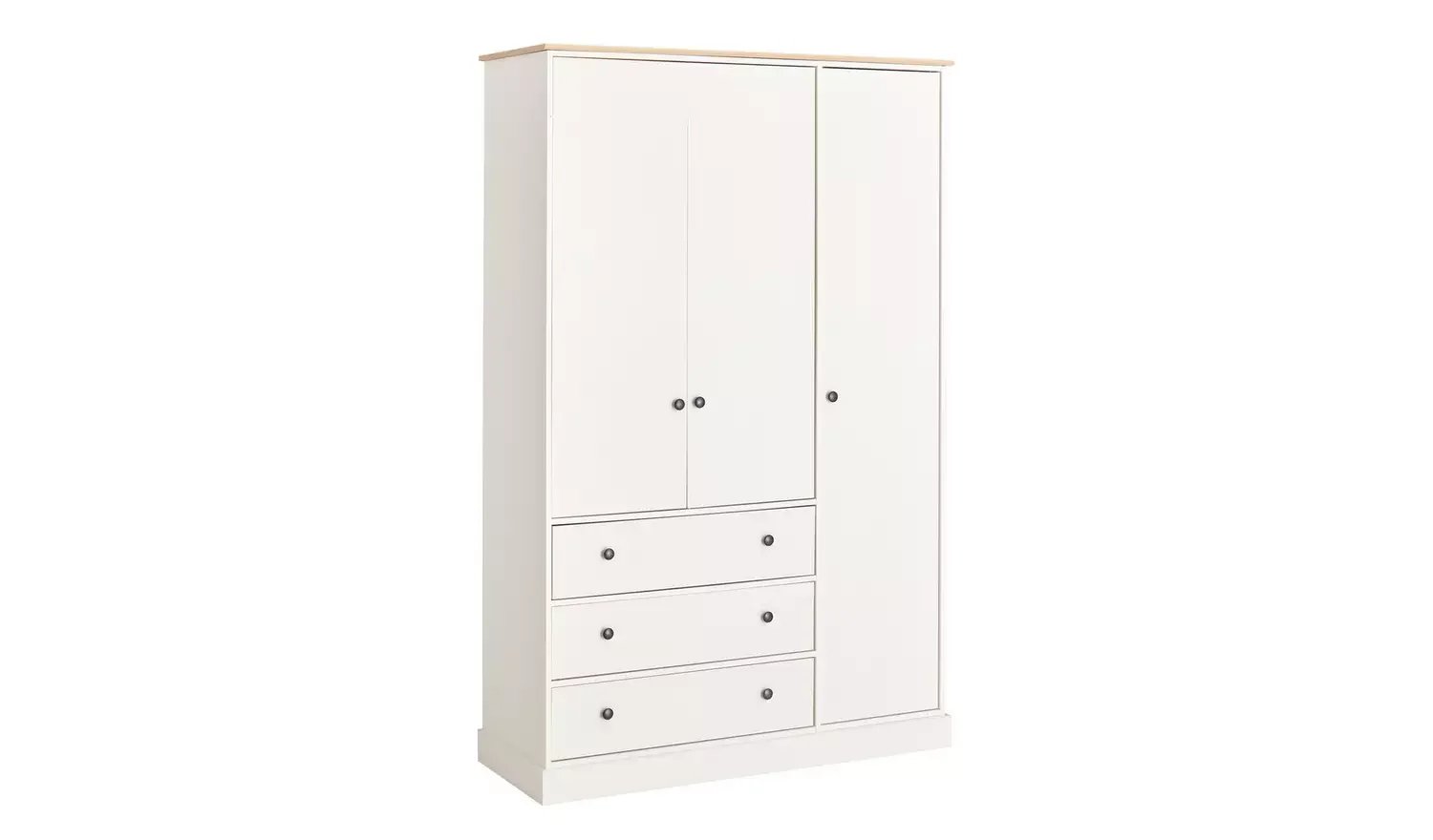 3 Door 3 Drawer Wardrobe - Ivory