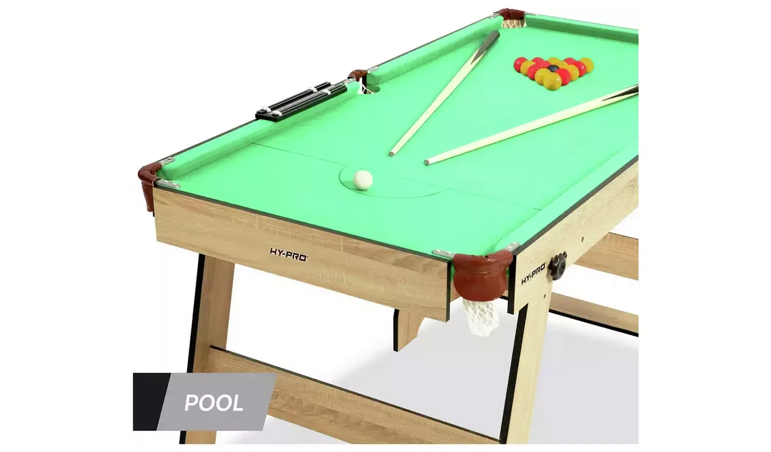 6ft Folding Snooker and Pool Table - Oak