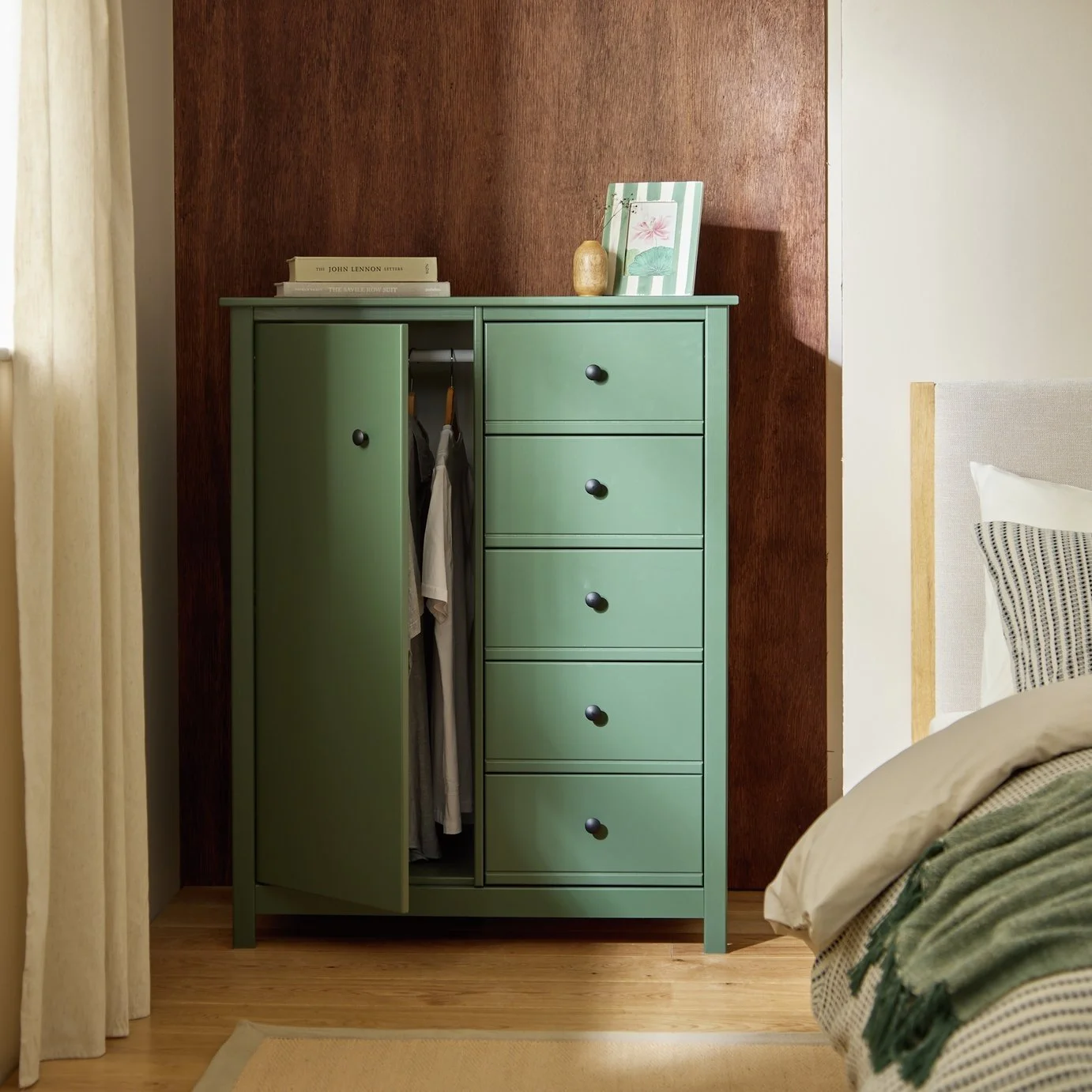 Habitat Brooklyn 1 Door 5 Drawer Short Wardrobe - Sage Green 17271911_7.jpg