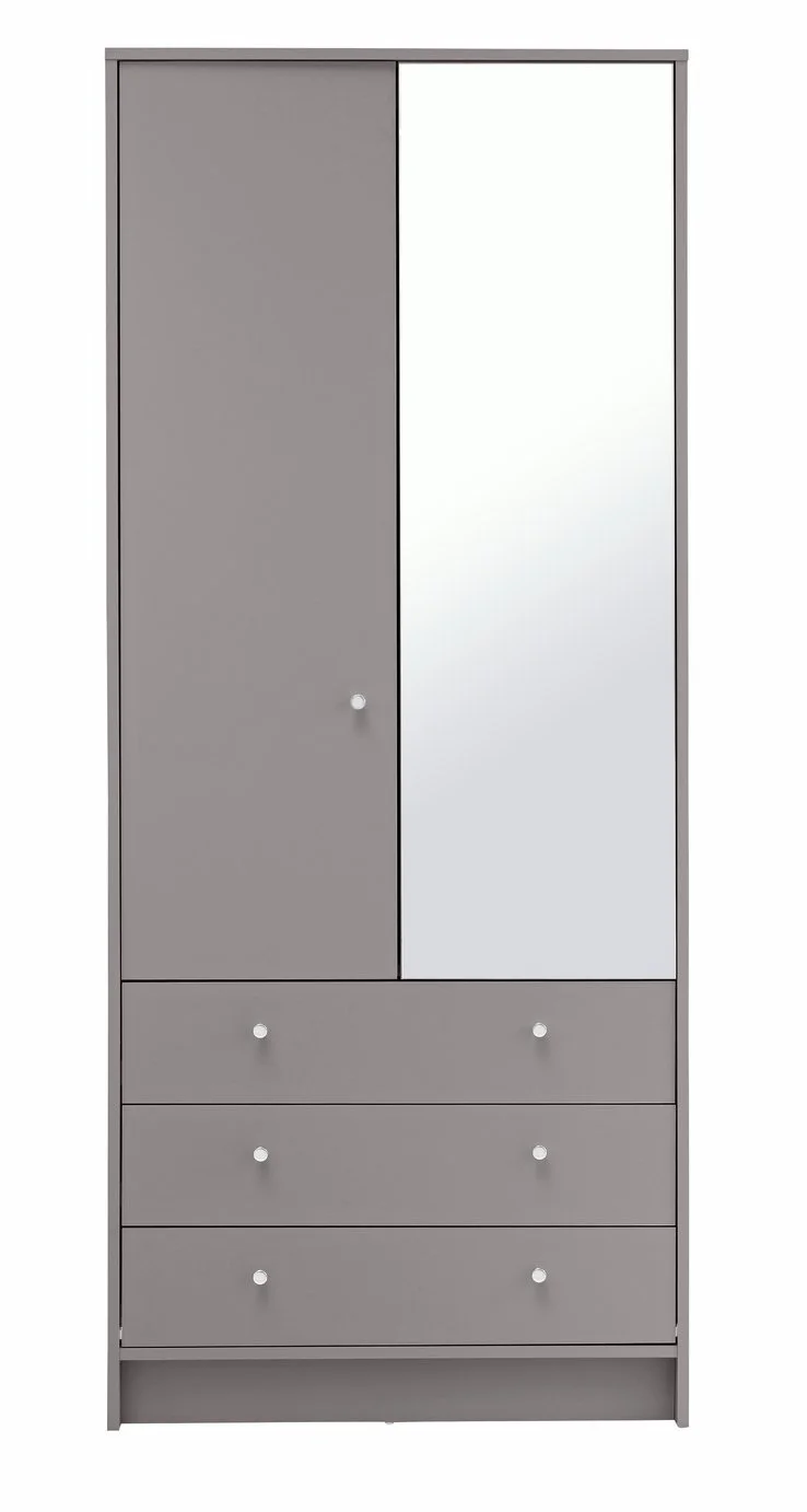 Argos Home Malibu 2 Door 3 Drawer Mirror Wardrobe - Grey 19158764_5.jpg