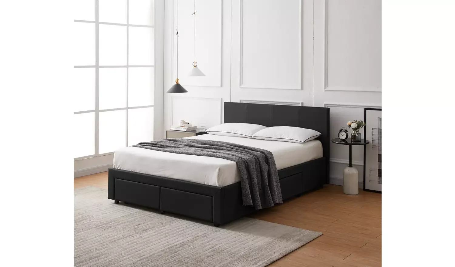 4 Drawer Double Bed Frame - Black