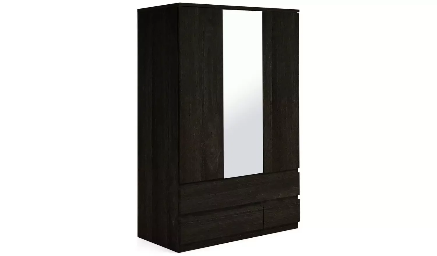 3 Door 4 Drawer Mirror Wardrobe Black