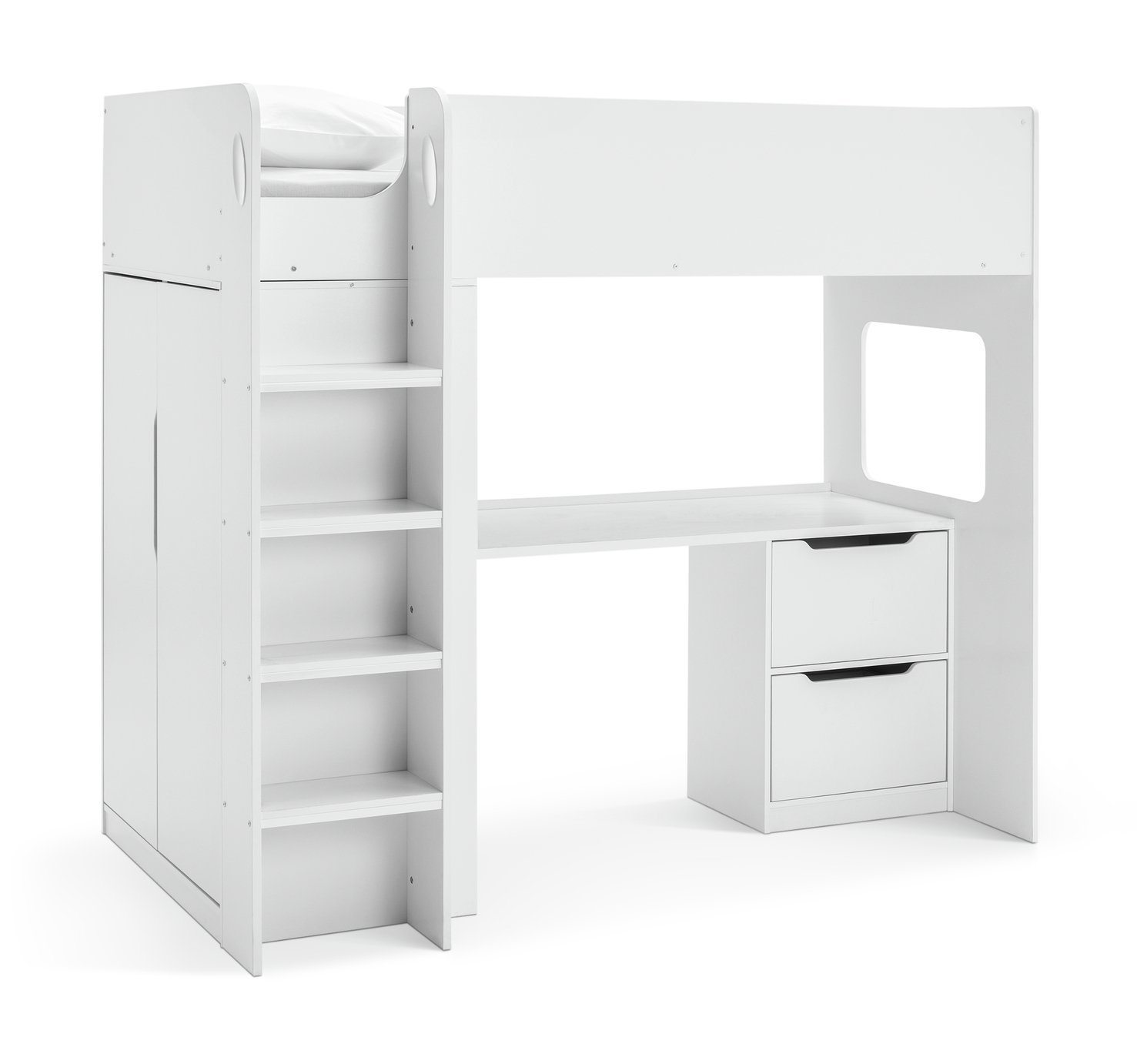Habitat Jude High Sleeper With Wardrobe - White 14657370_2.jpg