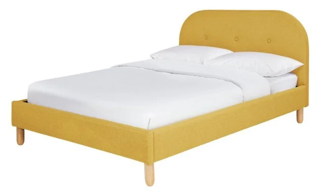 Double Fabric Bed Frame  Mustard