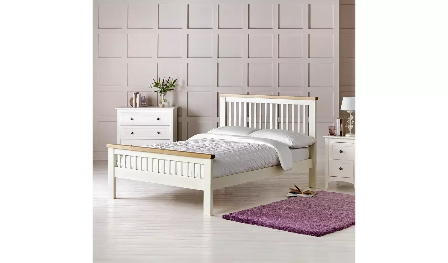 Double Wooden Bed Frame - Two Tone